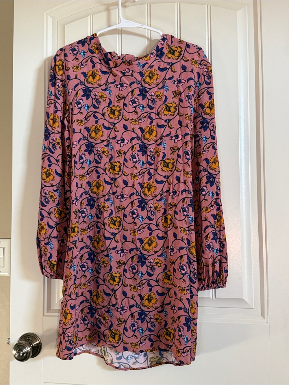 Dusty pink long-sleeve floral mini dress by For Love & Lemons